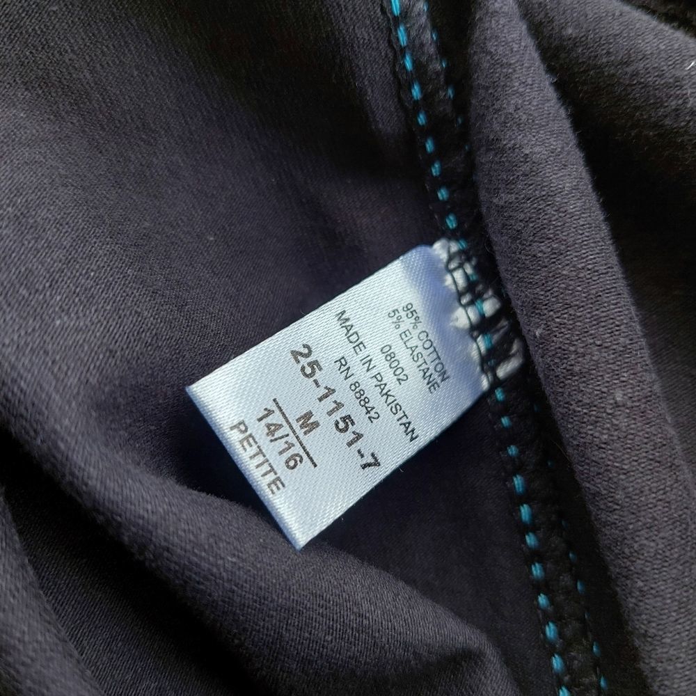 Woman Within Black Cropped Athletic Pants w/Aqua Stripe 14/16 PETITE NWOT - Picture 3 of 7